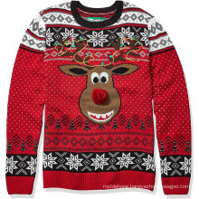 Loose Tops Christmas Jacquard Embroidery Knitwear Christmas Acrylic Pullover Sweater